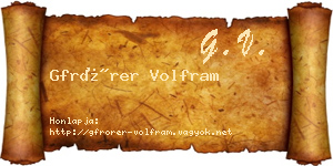 Gfrörer Volfram névjegykártya